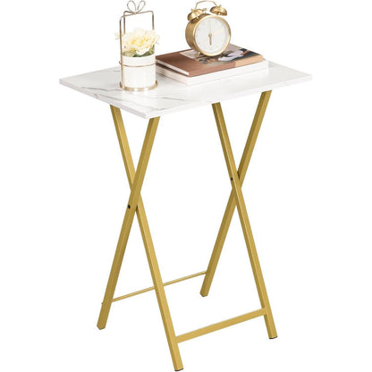 Klappbarer Beistelltisch 2er Set Industriestil Gold Marmor