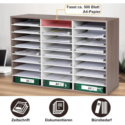 Ablagesystem 27 Fächer – Schreibtisch Organizer Schwarz A4