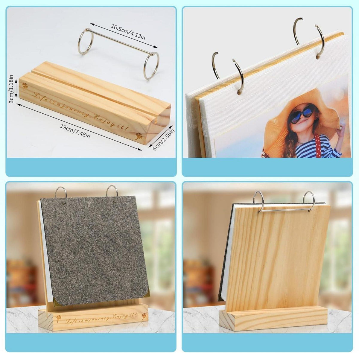 Fotoalbum 13x18 Holz Fotorahmen zum Aufstellen für 60 Bilder