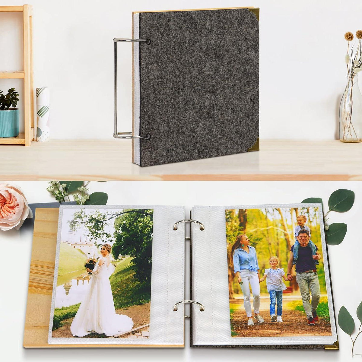 Schreibtisch Fotoalbum 13x18 Holz Fotorahmen Aufstellen 60 Fotos