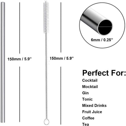 Edelstahl Strohhalme Set – Wiederverwendbar, Kurz, 8er Pack
