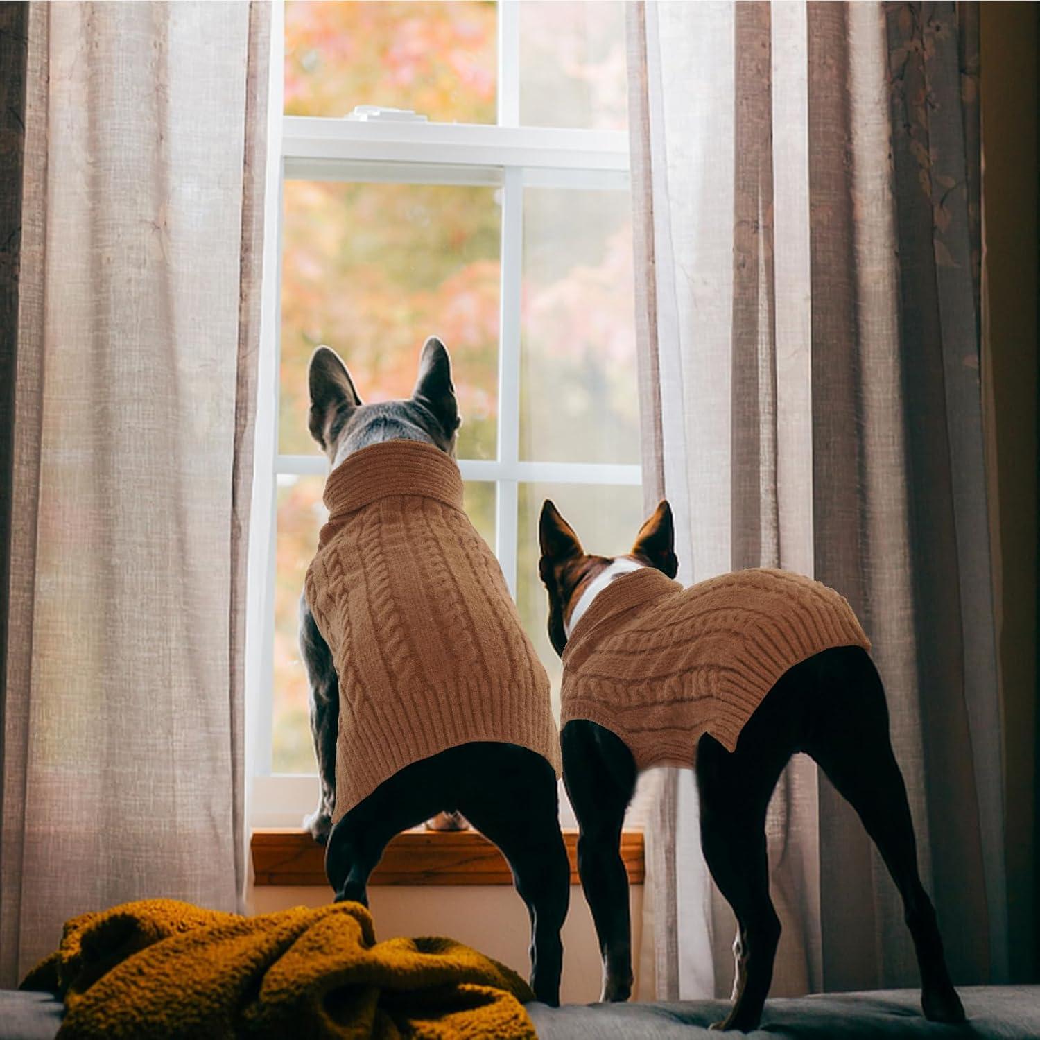 Hundepullover Strickmuster Warm Weich XS Brauner Pullover