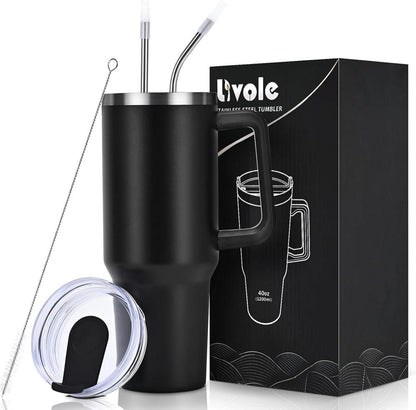 Livole 40oz Edelstahl Trinkbecher mit Deckel und Strohhalm