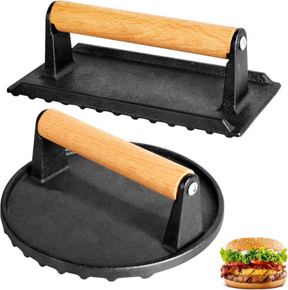 Burgerpresse Gusseisen Antihaft 1kg Pattie Presse für Steaks Burger