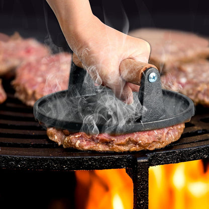 Burgerpresse Gusseisen Antihaft 1kg Pattie Presse für Steaks Burger
