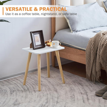 Beistelltisch Holz Wohnzimmer Nachttisch 40x30x43 Weiß/Natur