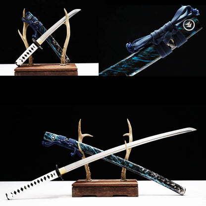 LQSMX Ghost of Tsushima Schwert handgeschmiedet, hoher Manganstahl, echter Samuraischwert