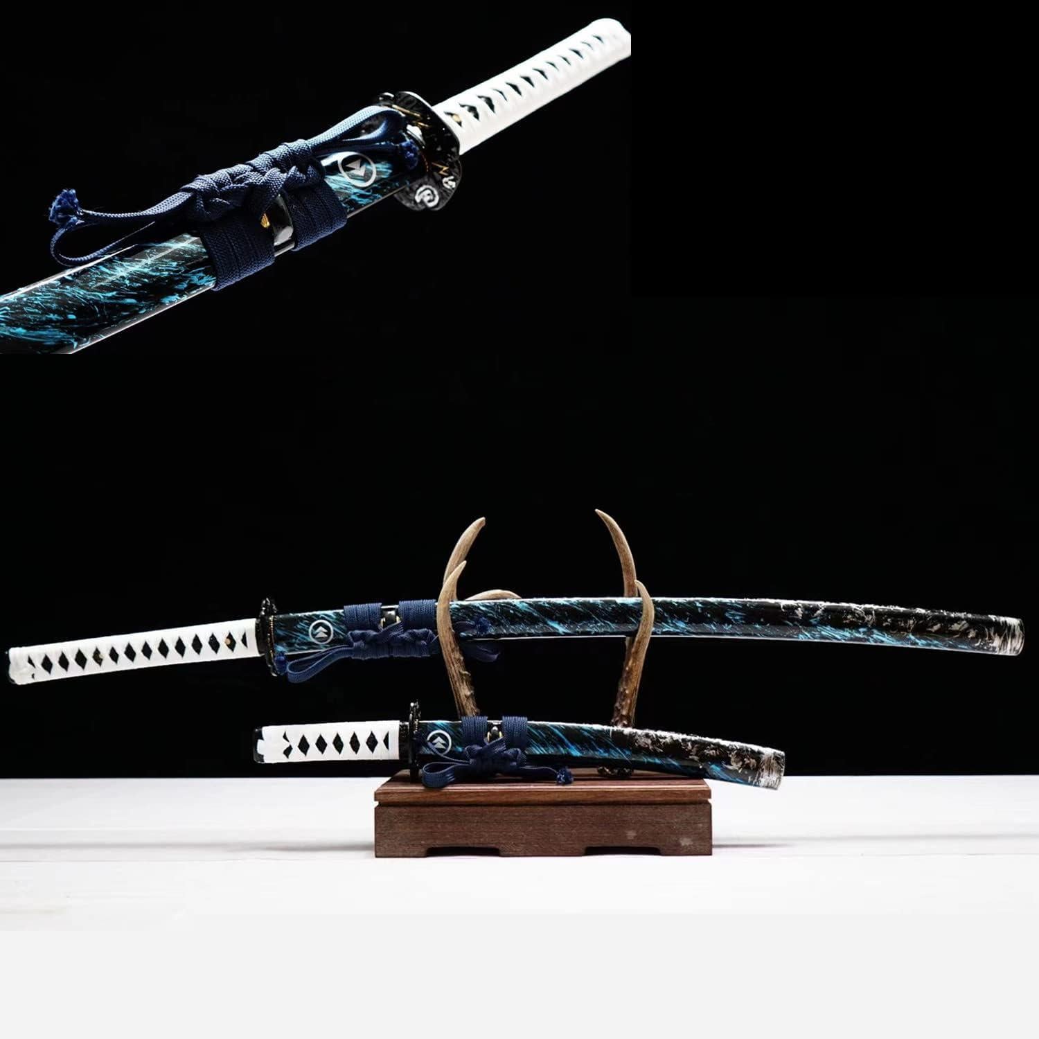 LQSMX Ghost of Tsushima Samurai Katana Schwert handgeschmiedet Manganstahl