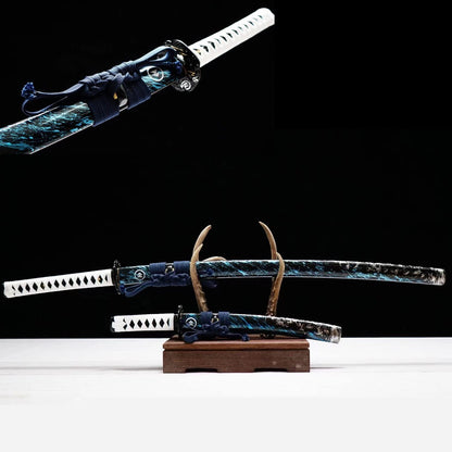 LQSMX Ghost of Tsushima Samurai Katana Schwert handgeschmiedet Manganstahl