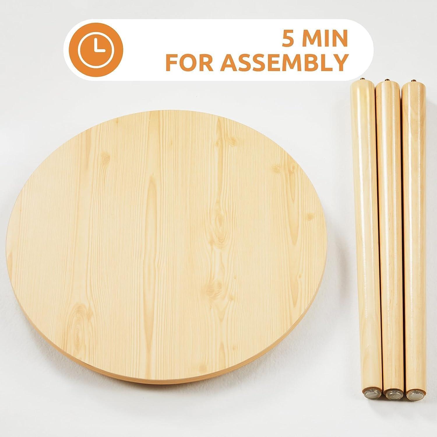 Beistelltisch rund Holz Ø42x52cm Natur Massivholz Wohnzimmer Couchtisch