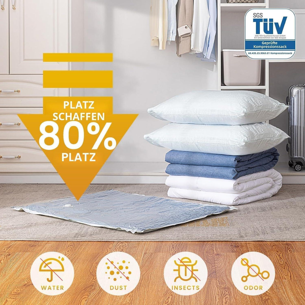 Vakuumbeutel Jumbo XXL – 4er Set für Bettwäsche & Kleidung