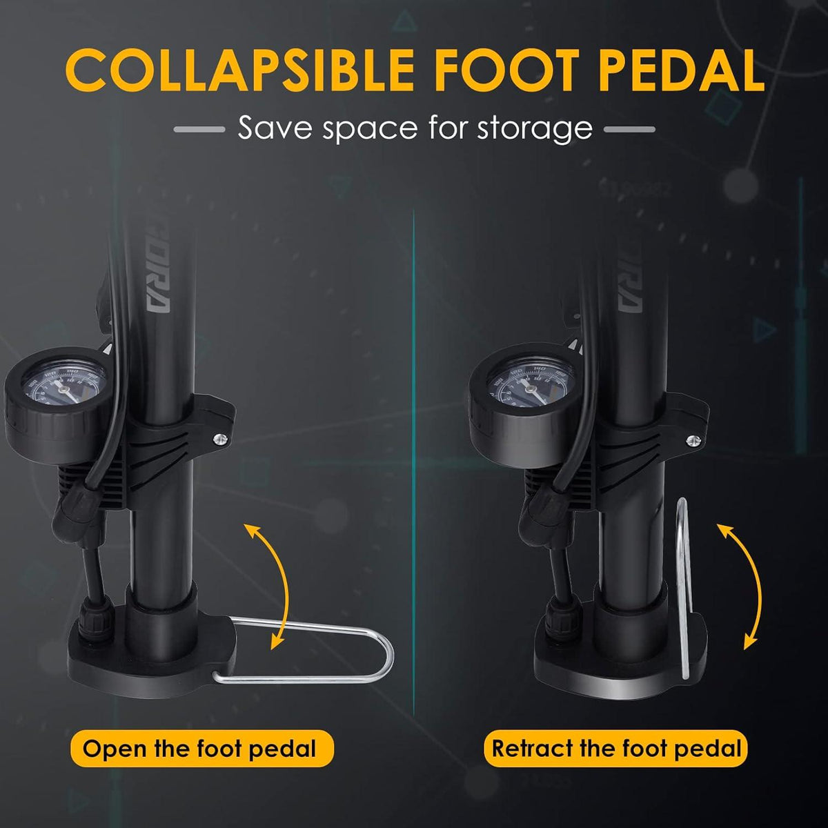Fahrradpumpe mit Manometer für alle Ventile 160PSI Standluftpumpe