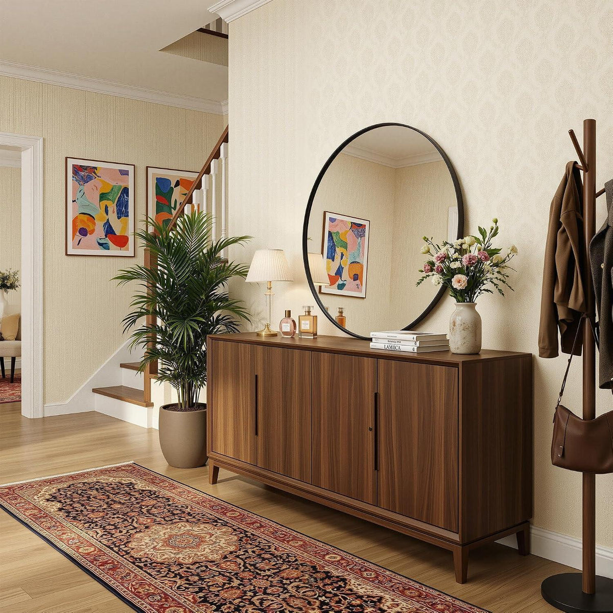 Runder Wandspiegel 75cm Schwarz – Modern & Elegant