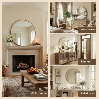 Runder Wandspiegel Gold 60cm – Dekorative Spiegel für Bad & Wohnzimmer