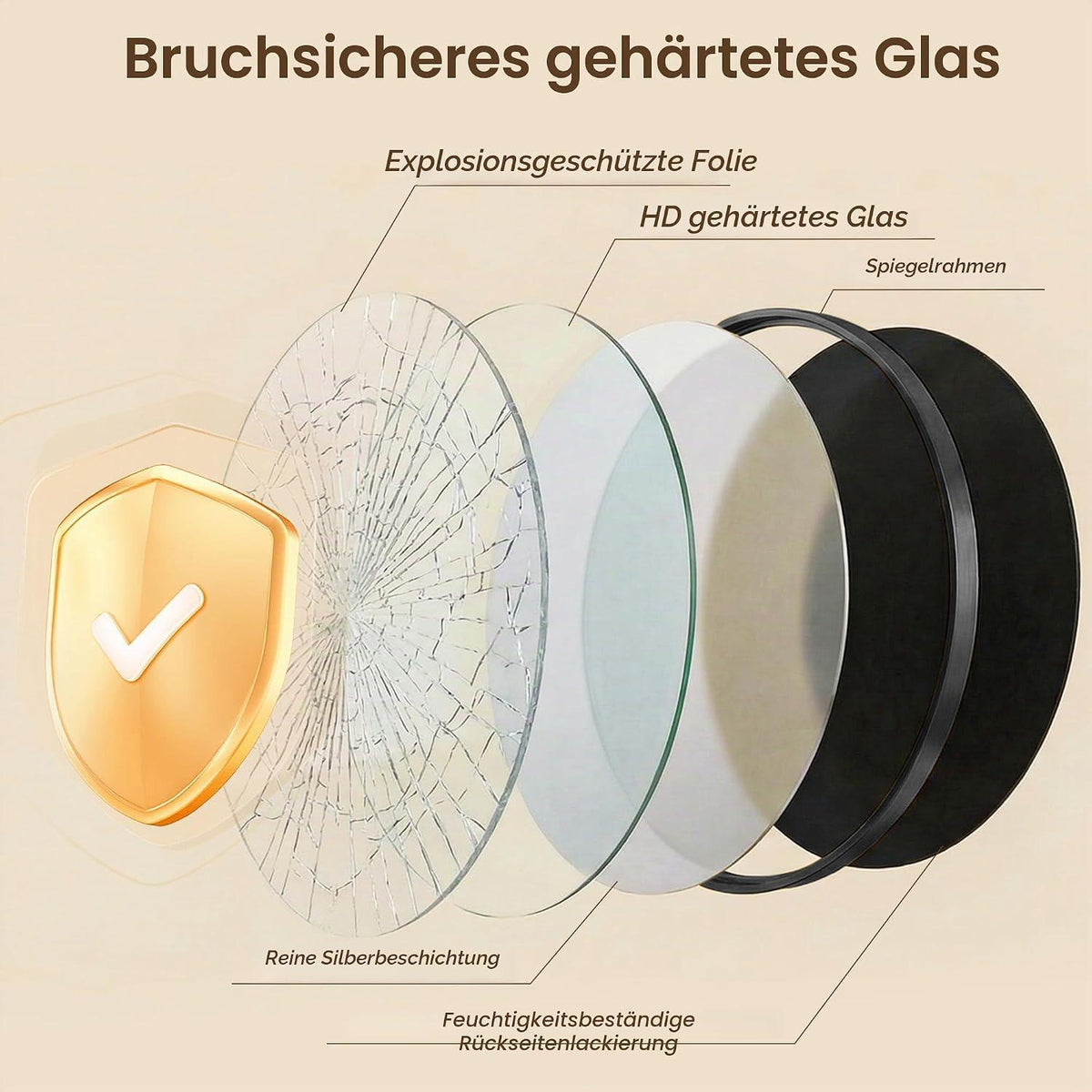 Runder Wandspiegel Schwarz 60cm – Moderner Deko Spiegel für Bad & Wohnzimmer