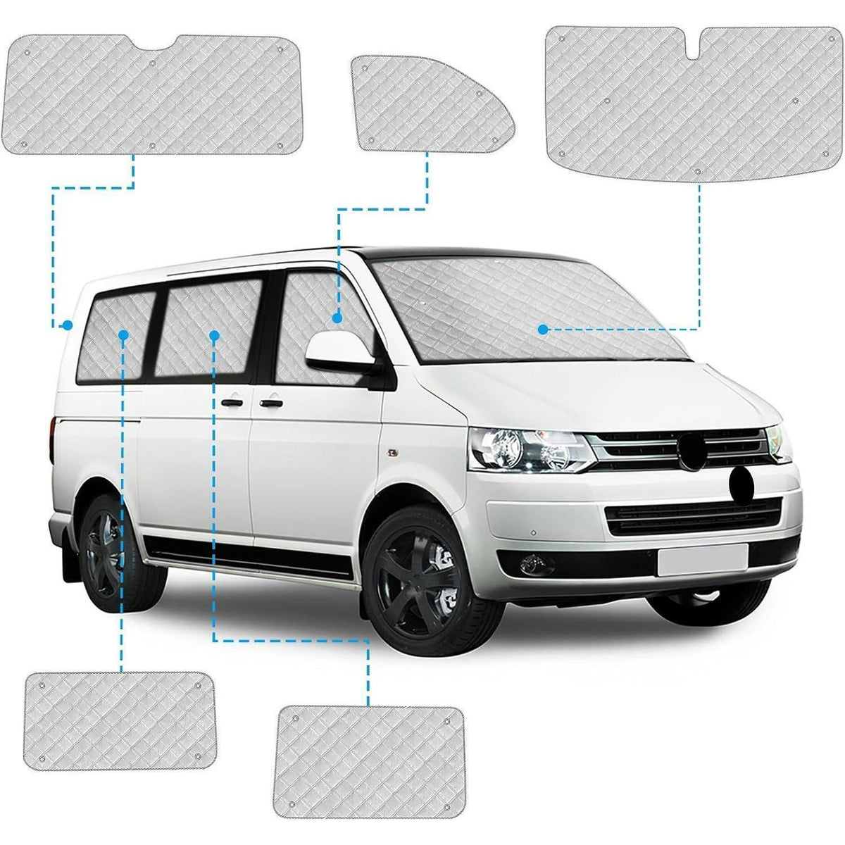 Sonnenschutz Auto Frontscheibe VW T5 T6 Kurzachse 8tlg. Set