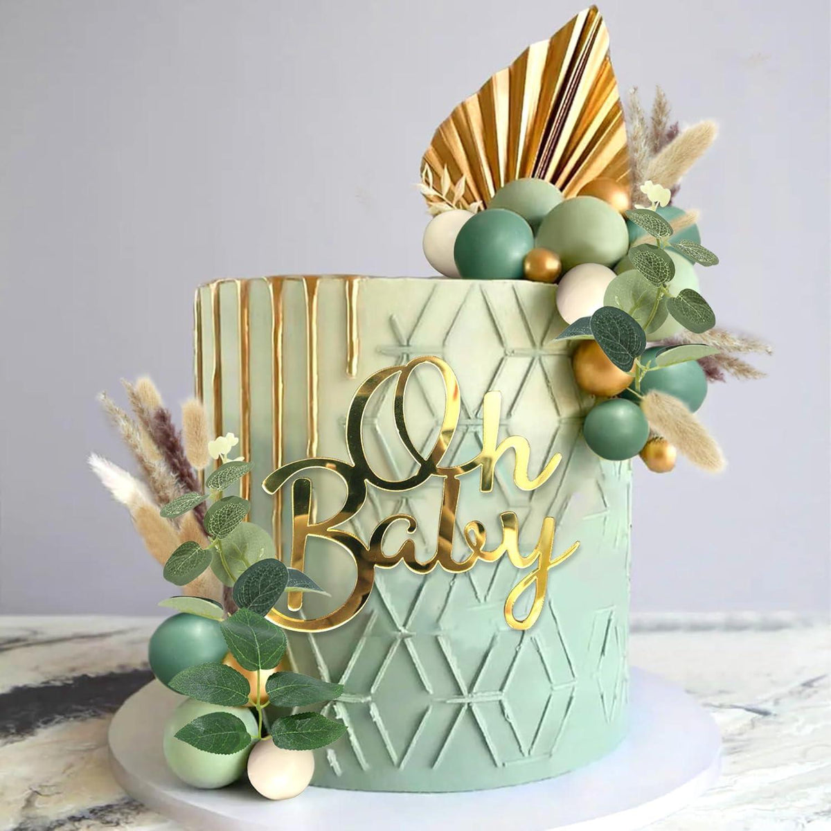 Grüne Gender Reveal Party Cake Topper Set Baby Shower Deko