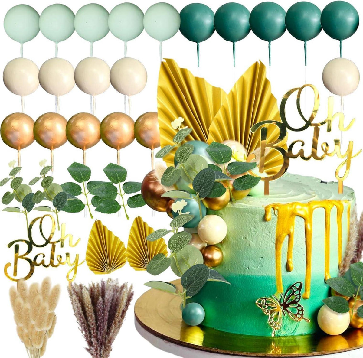 Oh Baby Kuchendeko Set Grünes Blatt Gender Reveal Party Baby Shower Torte