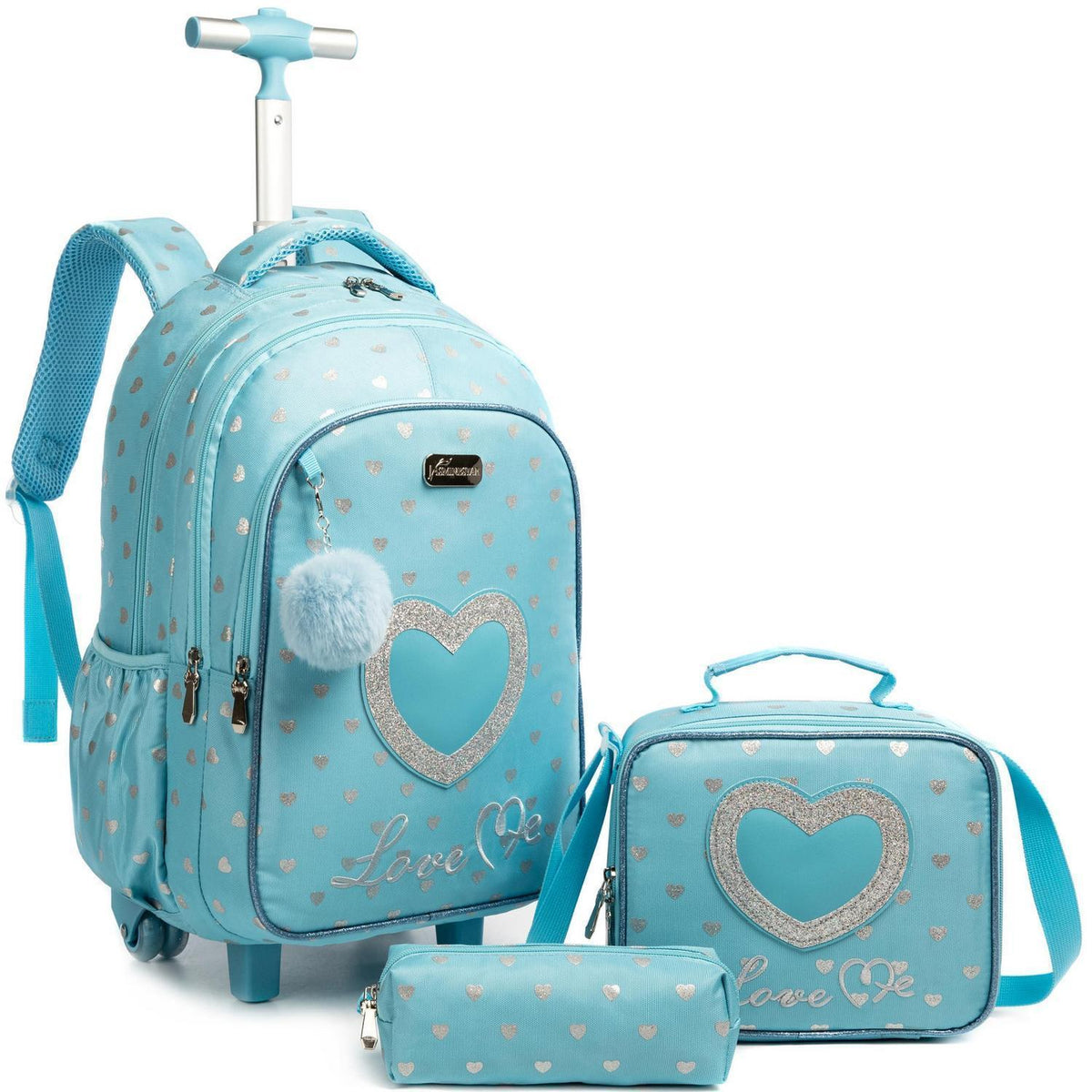 Schultrolley für Mädchen mit Rollen – Blau