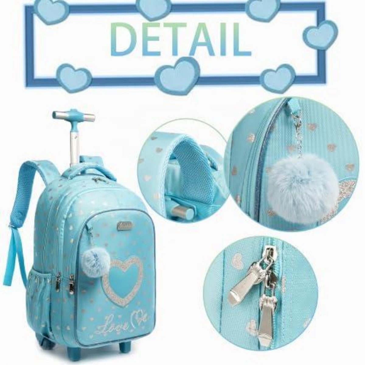 Schultrolley für Mädchen mit Rollen – Blau