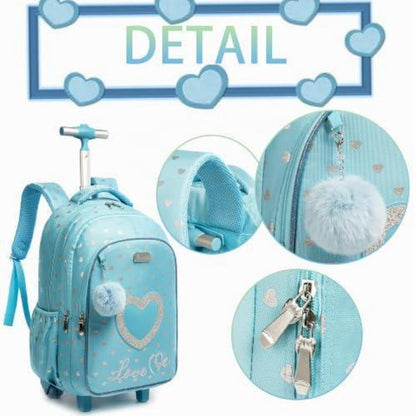 Schultrolley für Mädchen mit Rollen – Blau