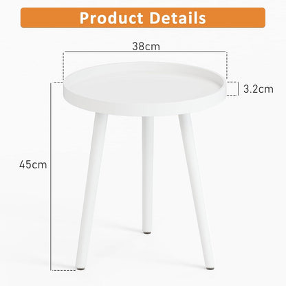 Beistelltisch Weiss Rund Skandinavischer Stil 38x45cm