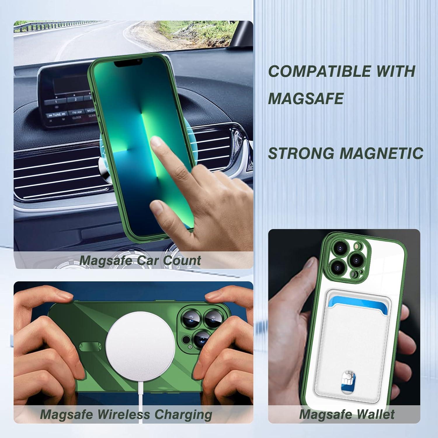 Magnetische iPhone 13 Pro Hülle MagSafe Stoßfest Anti-Vergilbung Grün