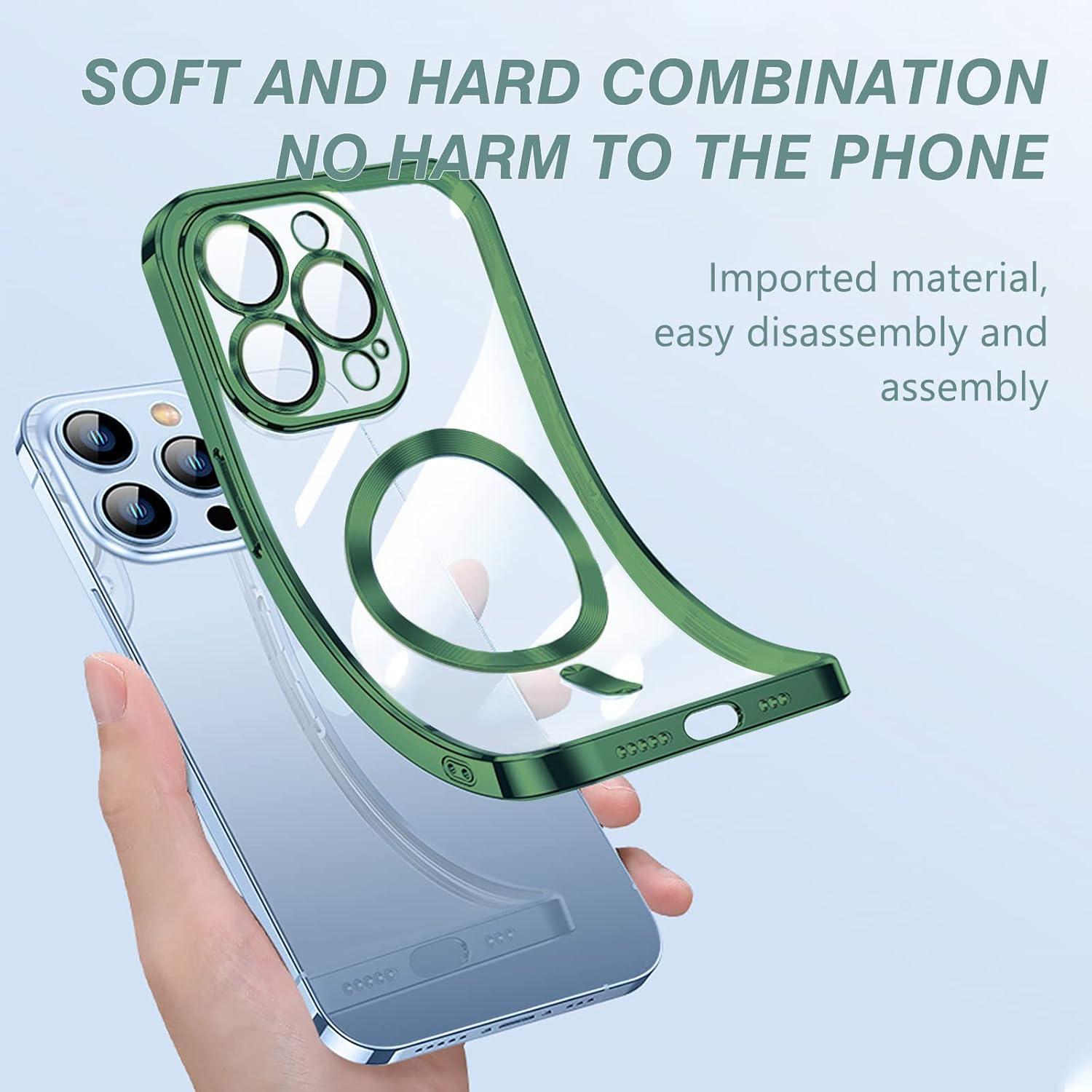 Magnetische iPhone 12 Pro Hülle - Stoßfest, Anti-Gelb, Klar - MagSafe - Grün