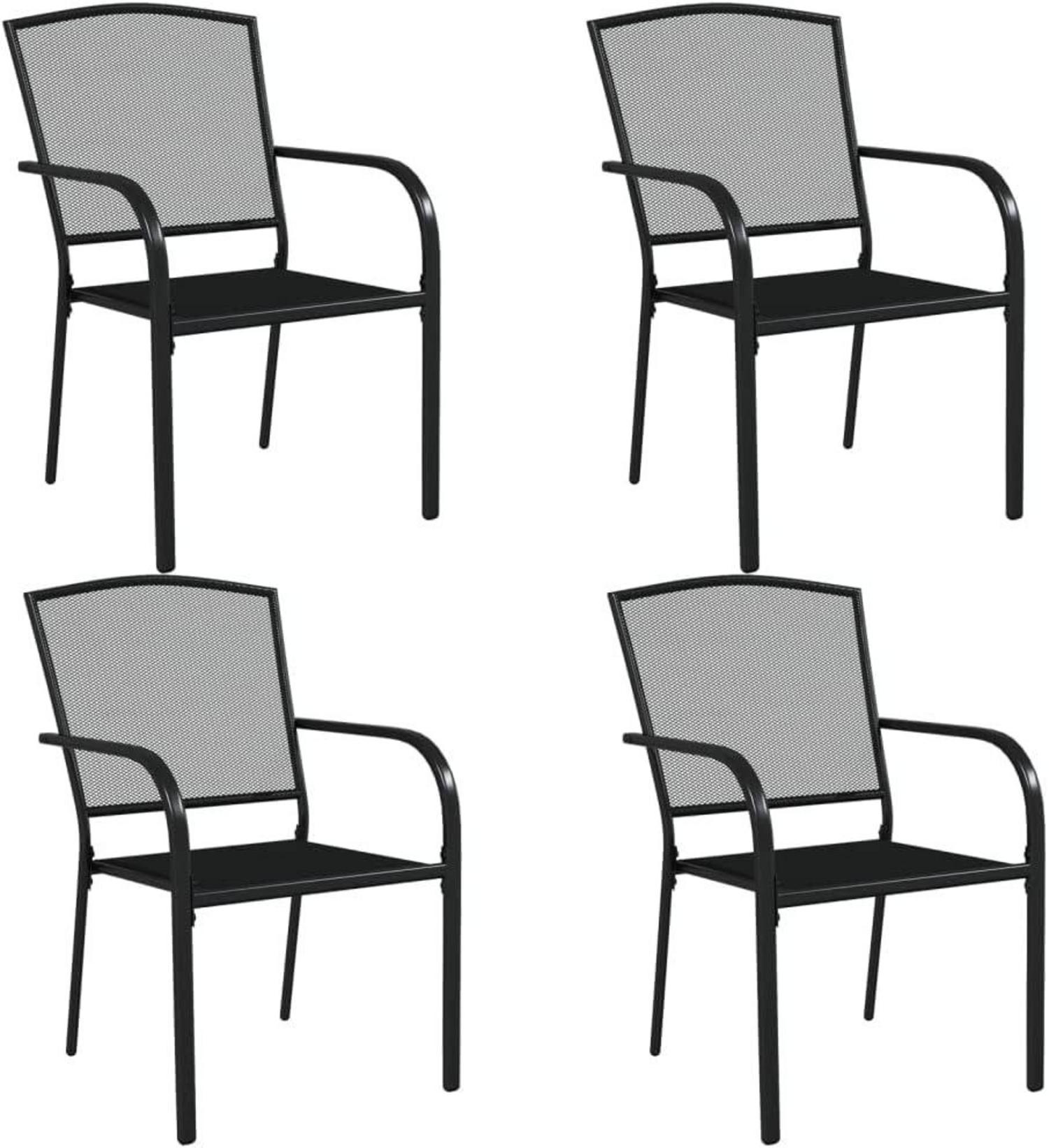vidaXL Garten Essgruppe 3-TLG. Anthrazit Stahl, Tisch 2 Stühle Stapelbar