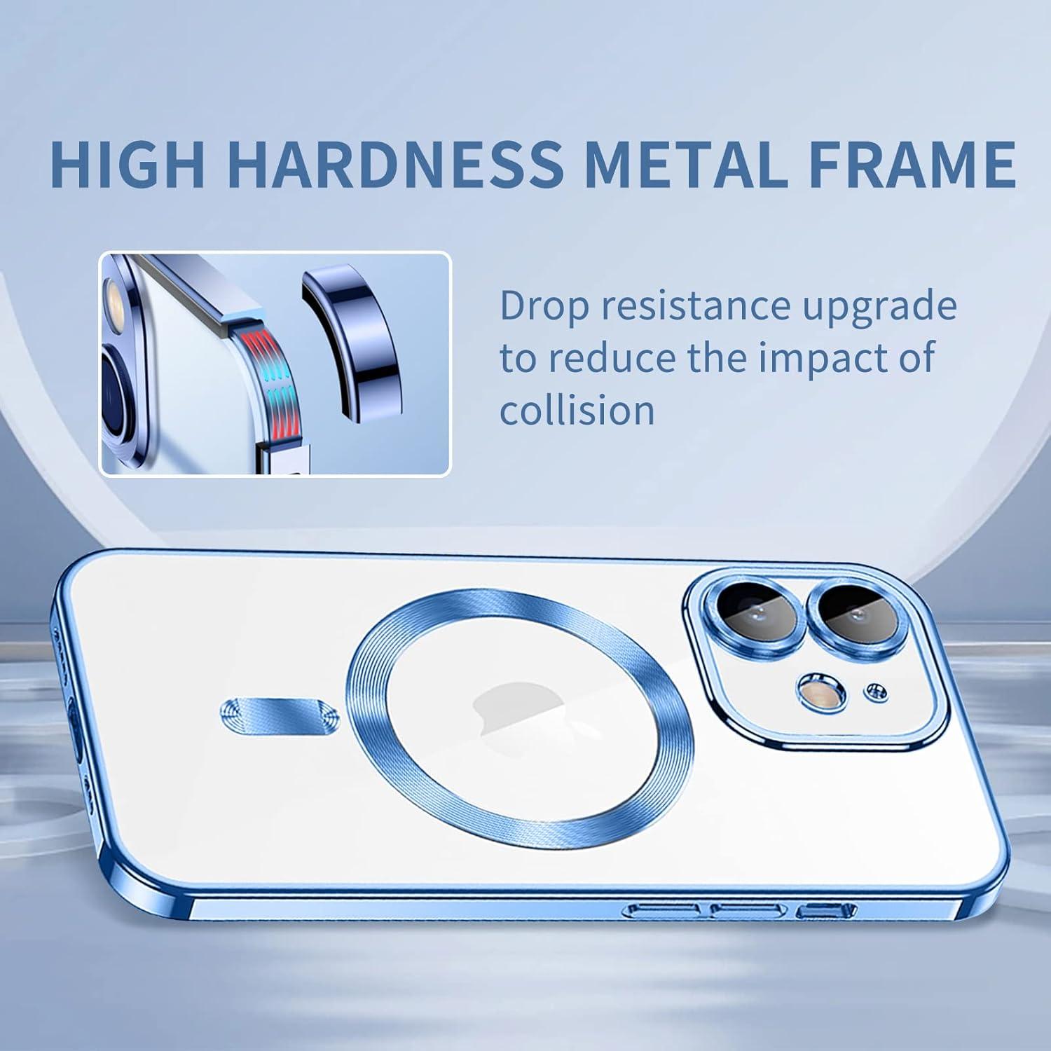 Magnetische iPhone 12 Hülle mit MagSafe, Stoßfest, Anti-Vergilbung, Anti-Fingerabdruck, Klar - Blau