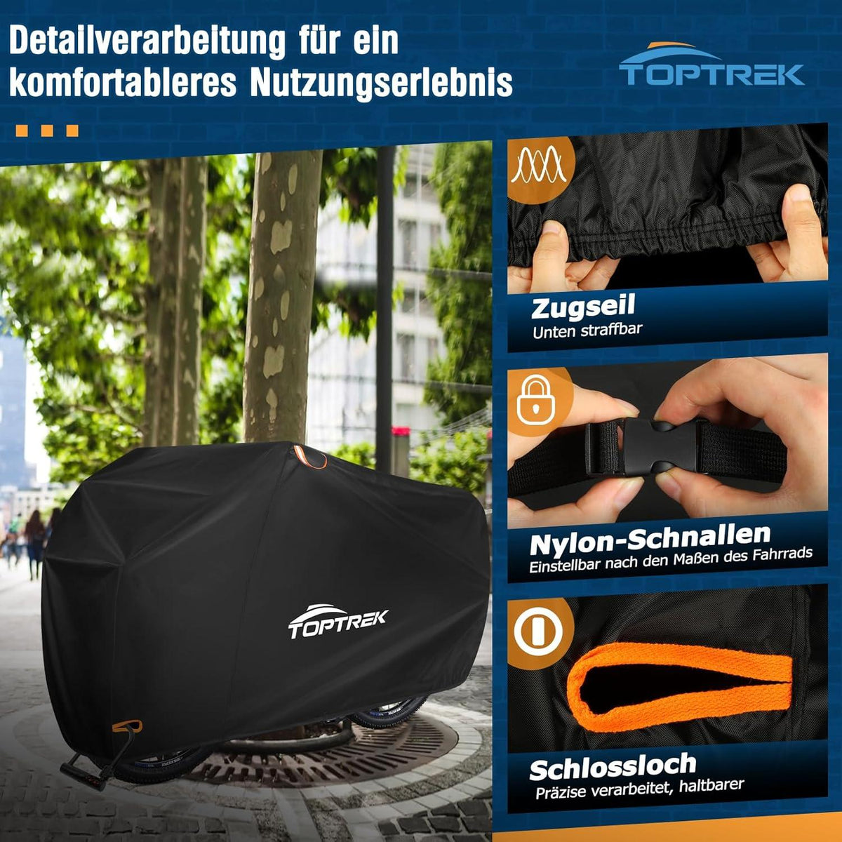 Fahrradabdeckung wasserdicht 420D Oxford-Gewebe Regenschutz 200x110x70cm