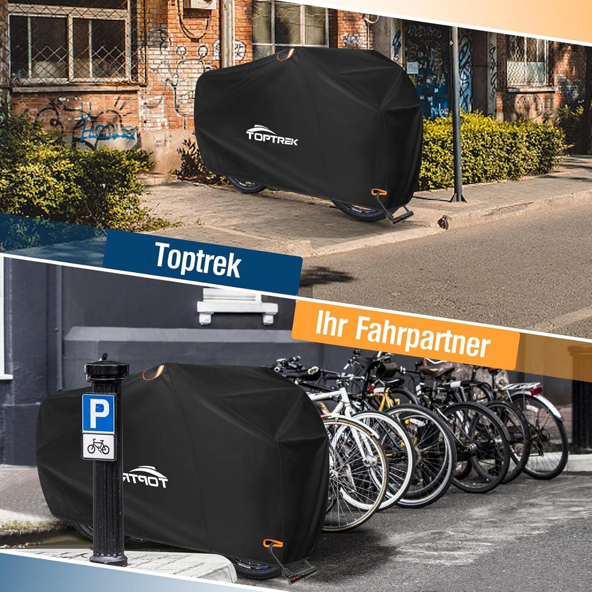 Fahrradabdeckung wasserdicht 420D Oxford-Gewebe Regenschutz 200x110x70cm