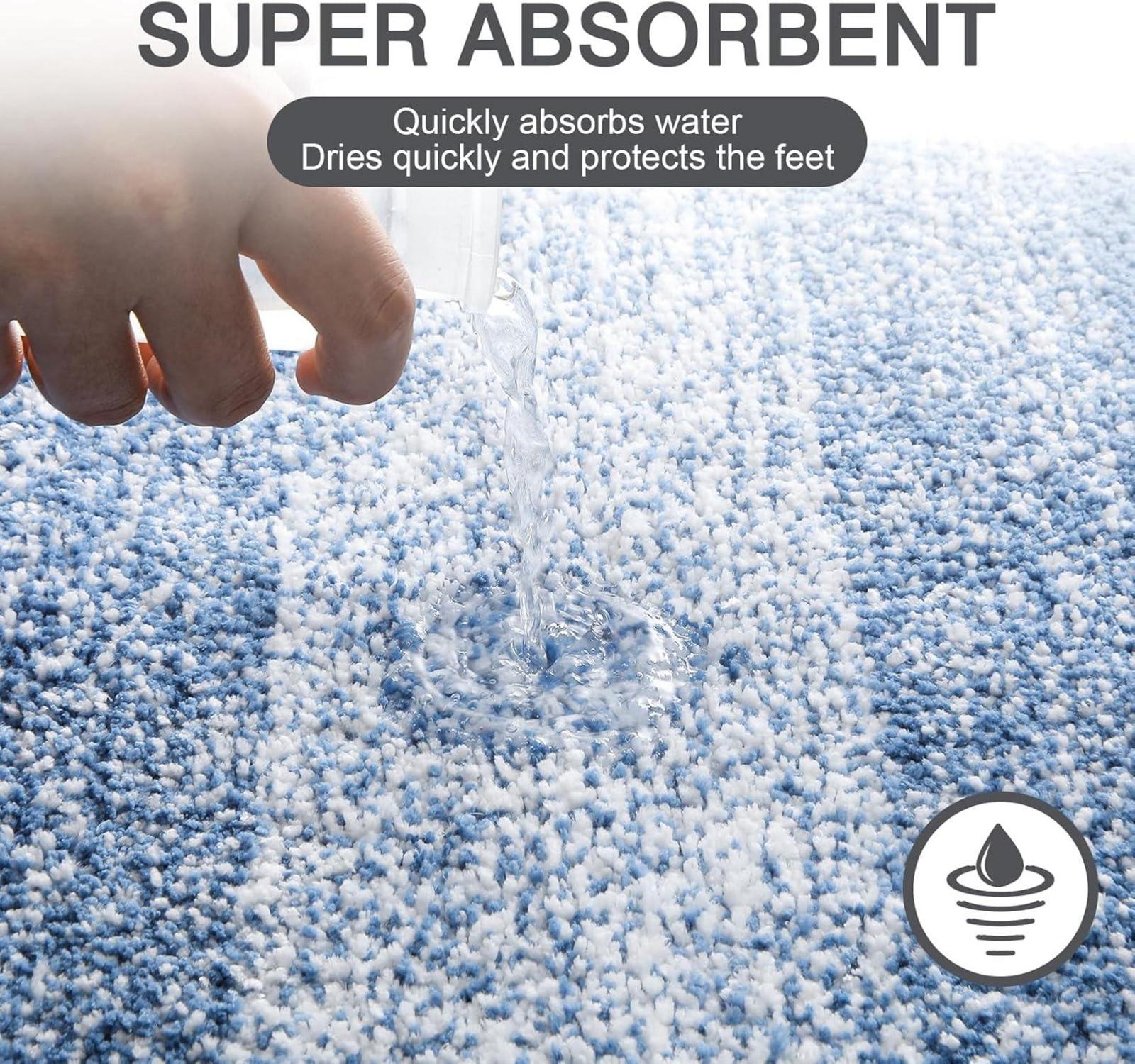 Badematte 45x120cm Blau rutschfeste Wasserabsorbierend Maschinenwaschbar