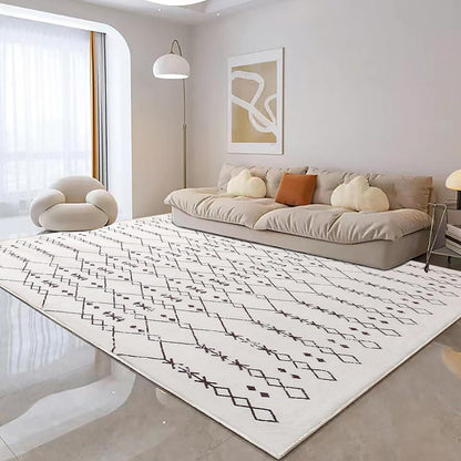 Abstrakter Teppich Wohnzimmer Kurzflor Beige 200x250cm