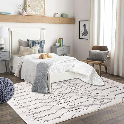 Abstrakter Teppich Wohnzimmer Kurzflor Beige 200x250cm