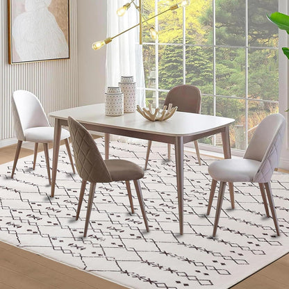 Großer Abstrakter Teppich Beige/Elfenbein Kurzflor 200x250cm