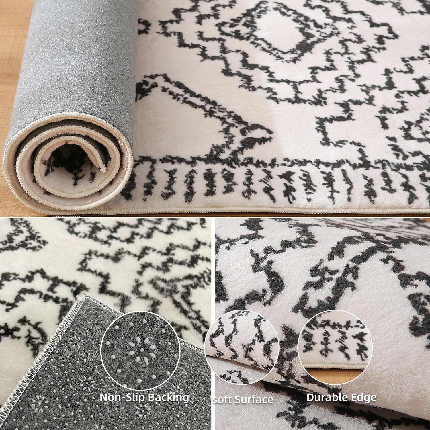 Modernes Geometrisches Design Teppich 200x250cm Beige/Schwarz