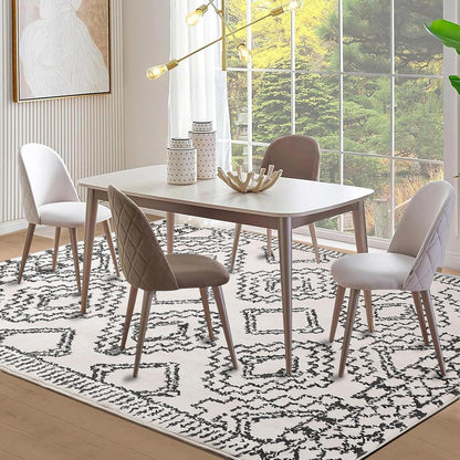 Großer Kurzflor Teppich Elfenbein/Schwarz 200x250cm Modernes Design
