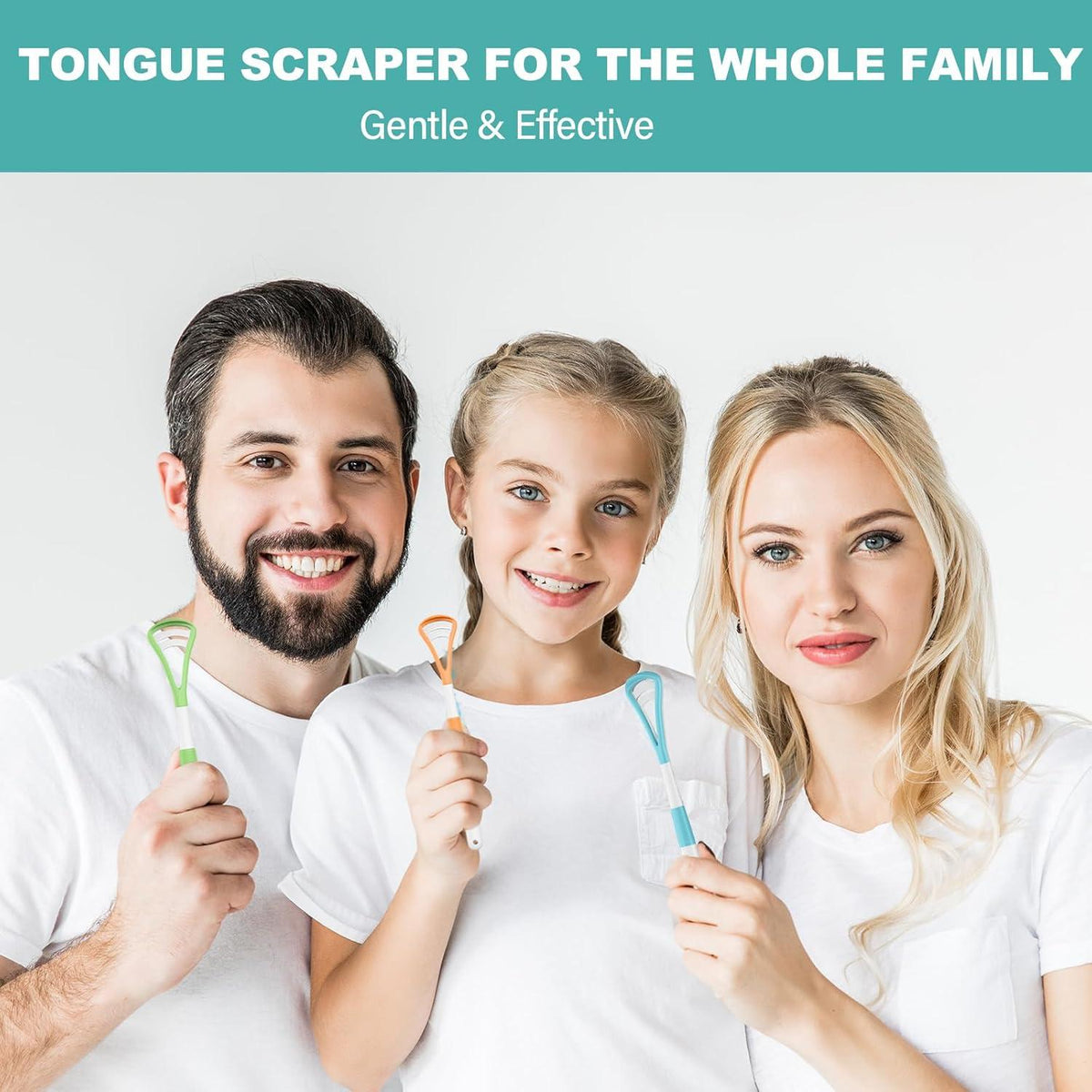 Zungenschaber 2in1 BPA-frei gegen schlechten Atem, 4 Stück