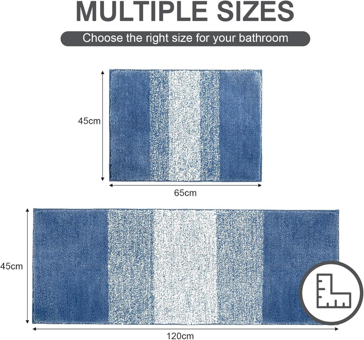 Enyhom Mikrofaser Badteppich Set Blau Rutschfeste Saugfähig