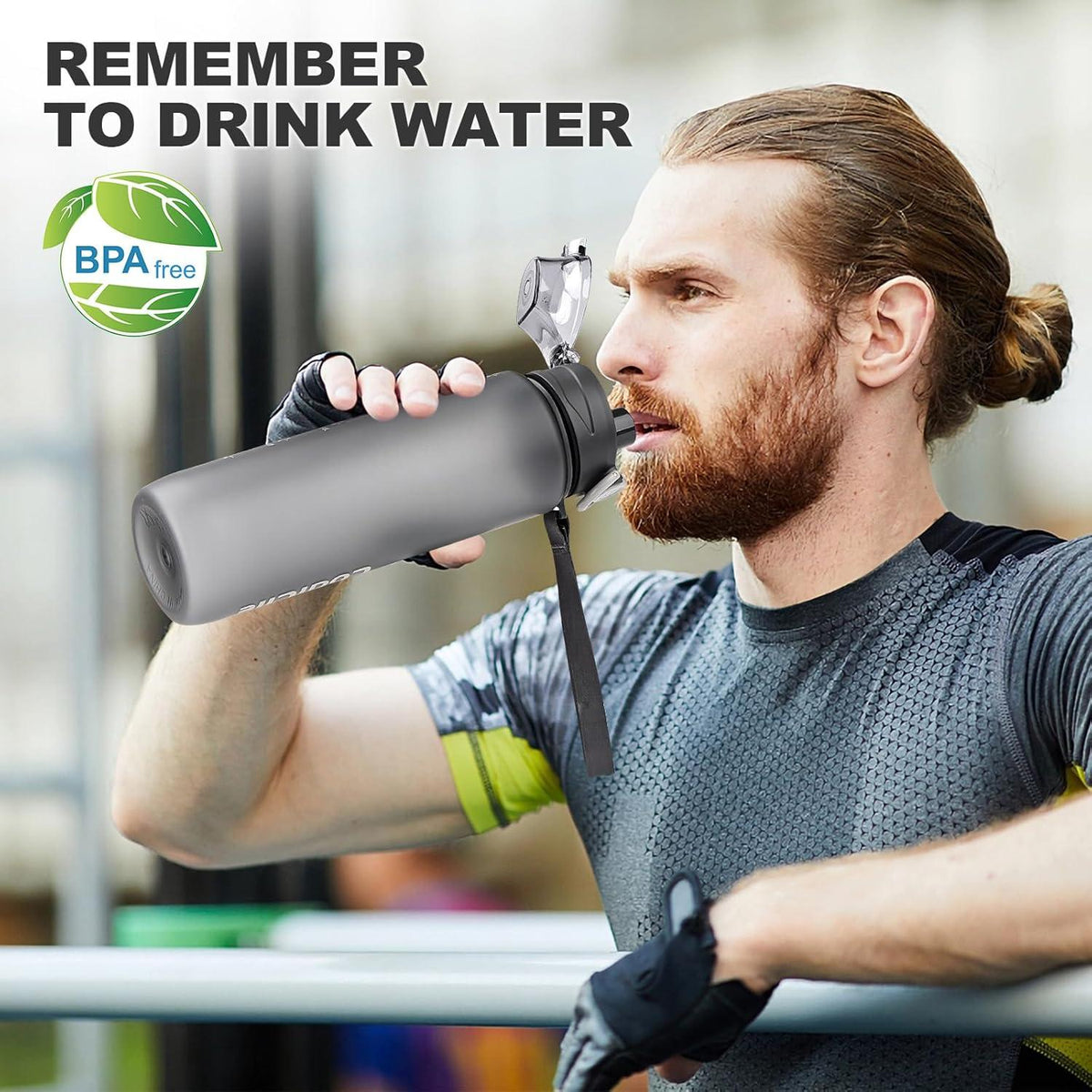 Sport Trinkflasche 1L, BPA freies Tritan, auslaufsicher, mit