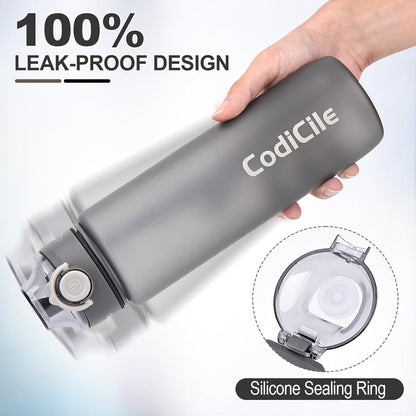 Sport Trinkflasche 1L BPA freie Tritan Wasserflasche Dunkelgrau auslaufsicher