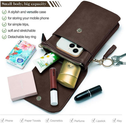 Handytasche Damen PU Leder Umhängetasche Schlüsselanhänger