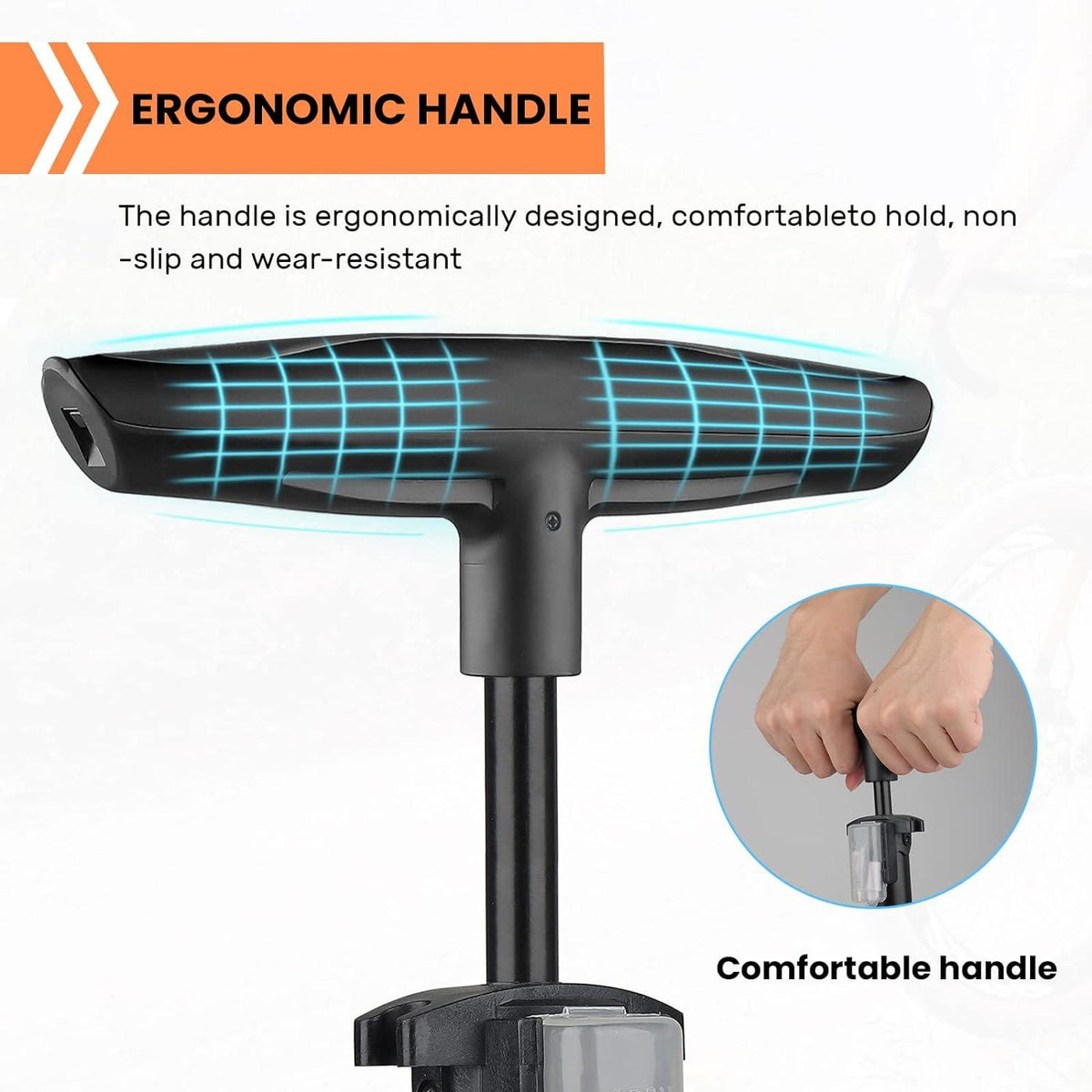 Hochdruck Standpumpe Hycline für Bike, Reifen Orange mit Manometer