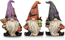 3er Set Halloween Deko Figuren mit Kürbis und Besen - Harz Ornamente