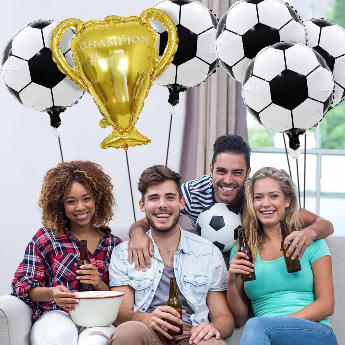 Fußball Trophäe Alu-Folienballon 10 Stück Soccer Champion Kinder Party