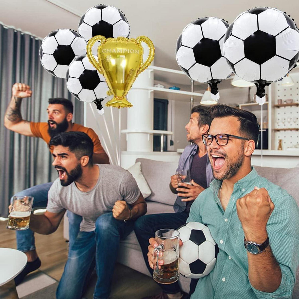 Fußball Trophäe Alu-Folienballon 10 Stück Soccer Champion Kinder Party