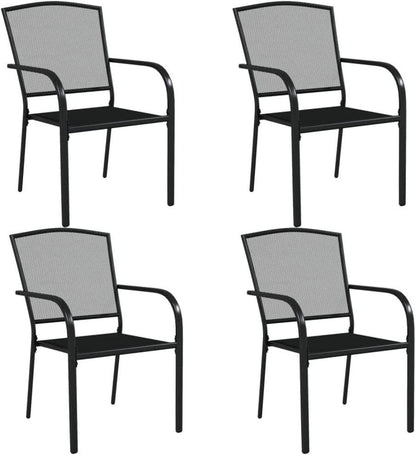 Garten Essgruppe 3-TLG. Tisch 2 Stühle Anthrazit Stahl