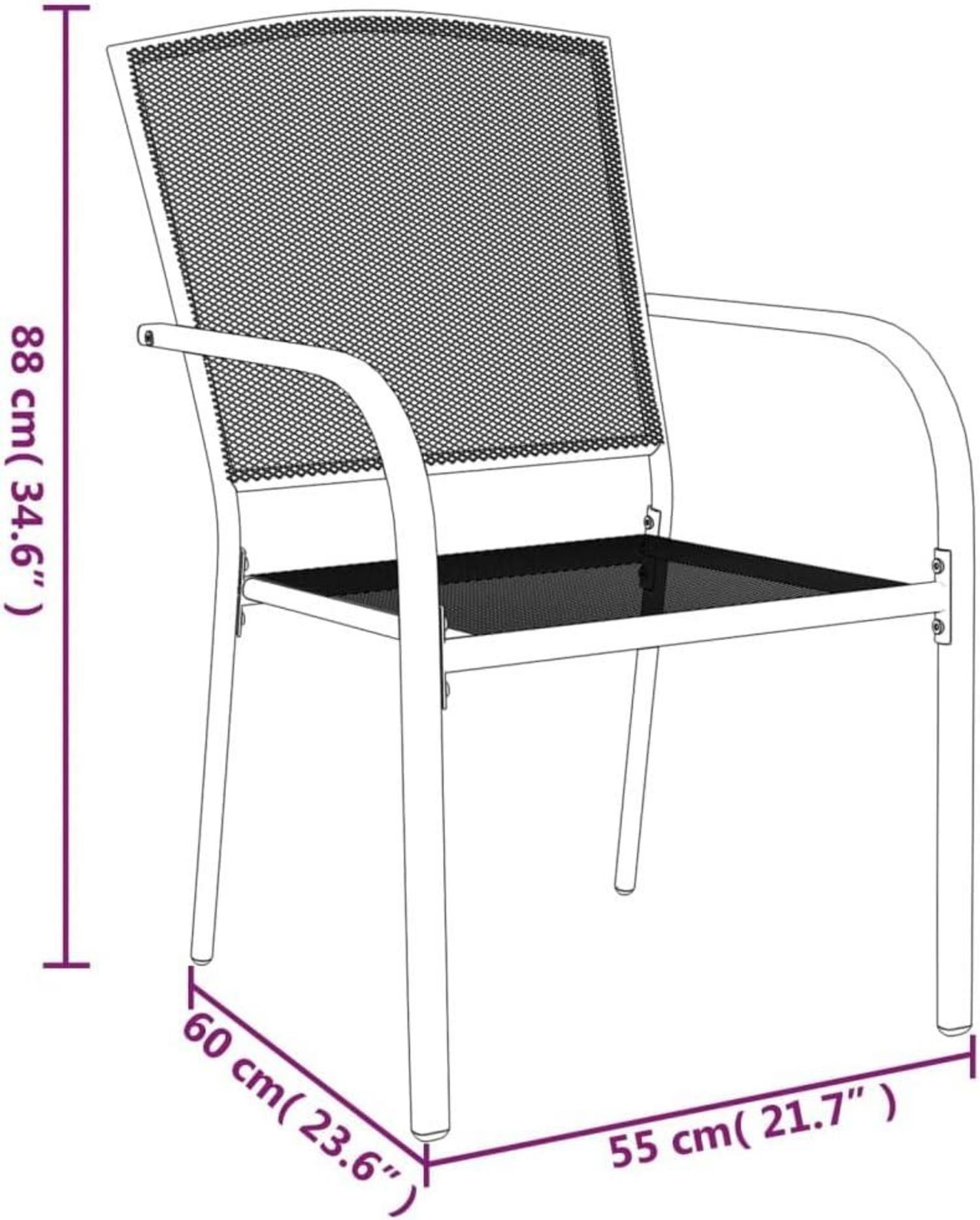 vidaXL Garten Essgruppe 5-tlg. Anthrazit Stahl, Tisch 4 Stühle, Stapelbar