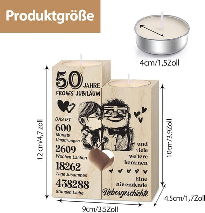 Goldene Hochzeit Kerzenständer Holz Deko Holzkerze 50. Jahrestag